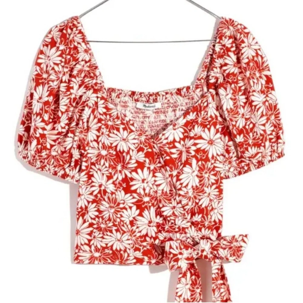 Madewell Small Anita Abstract Floral Roasted Squash Linen Blend Wrap NWT